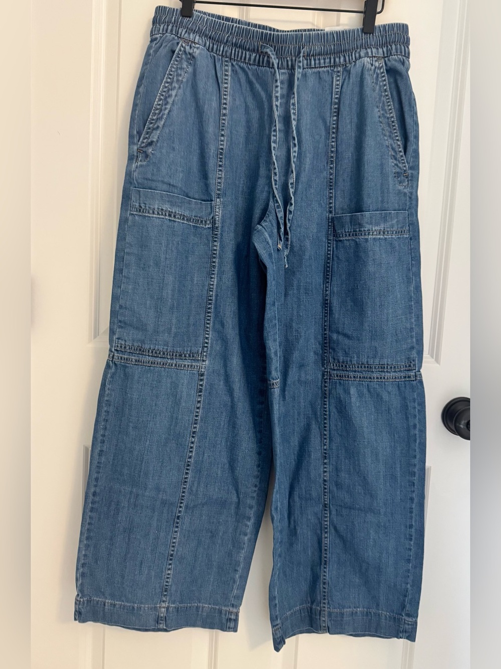 Banana Republic Wide-Leg Denim Utility Pants - Blue